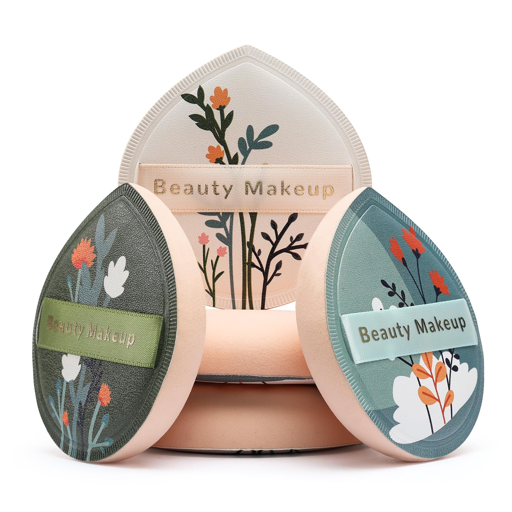 FERYES Large Teardrop Powder Puff for Powder Foundation & Concealer, Makeup Setting - Makeup Puff for Loose Powder, Cosmetics, 3 PCS