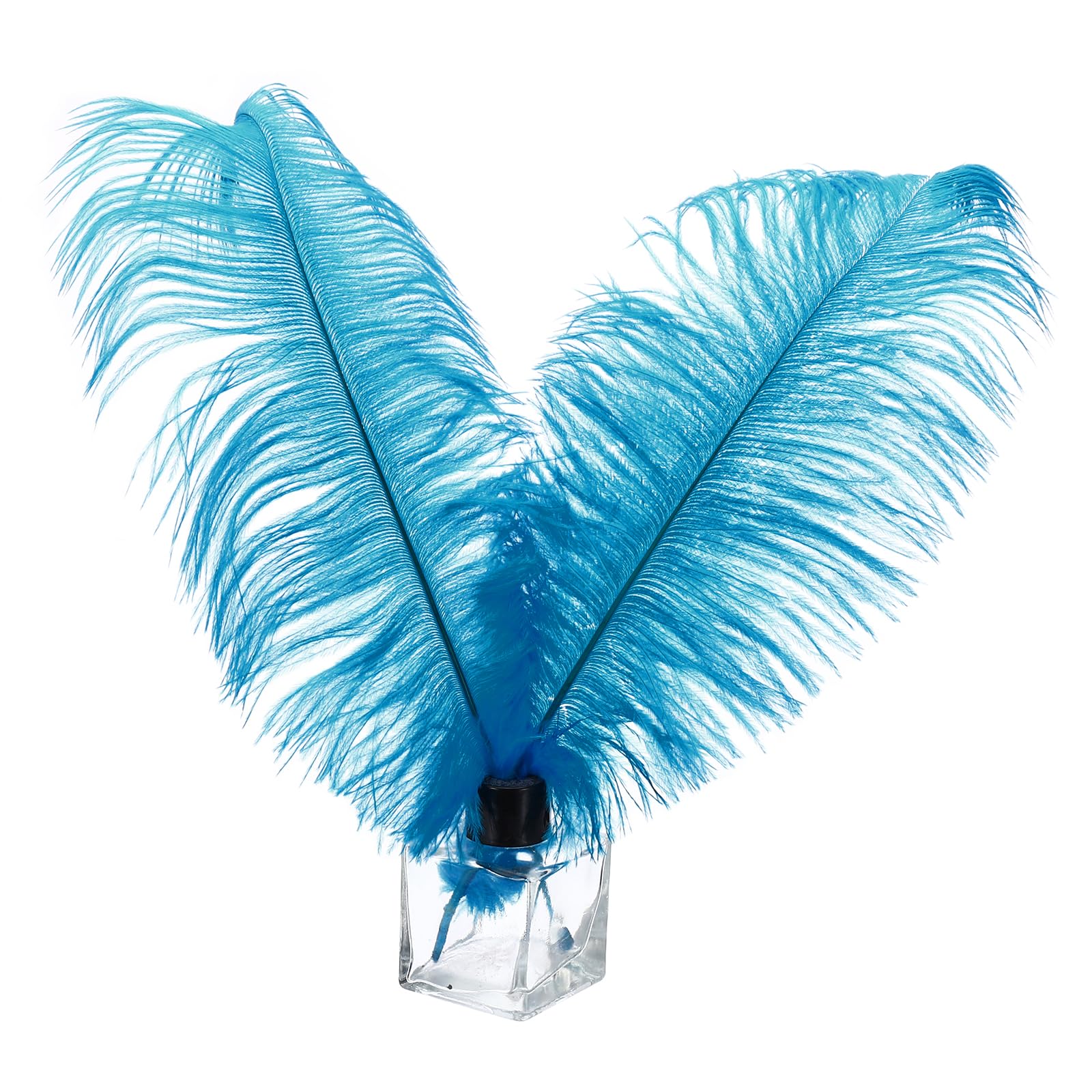 PATIKIL 30 Pcs Natural Ostrich Feathers Bulk 12-14 Inch/ 30-35 cm Large Ostrich Feathers for Crafts Home Decoration Wedding Party Vase Decor (Light Blue)