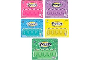 Marshmallow Peep Variety Pack - Pack of 5 - Smiling Sweets - One of Each Color - Blue, Pink, Green, Yellow, and Lavender - Delicious Classic Treats - Perfect for Easter Baskets