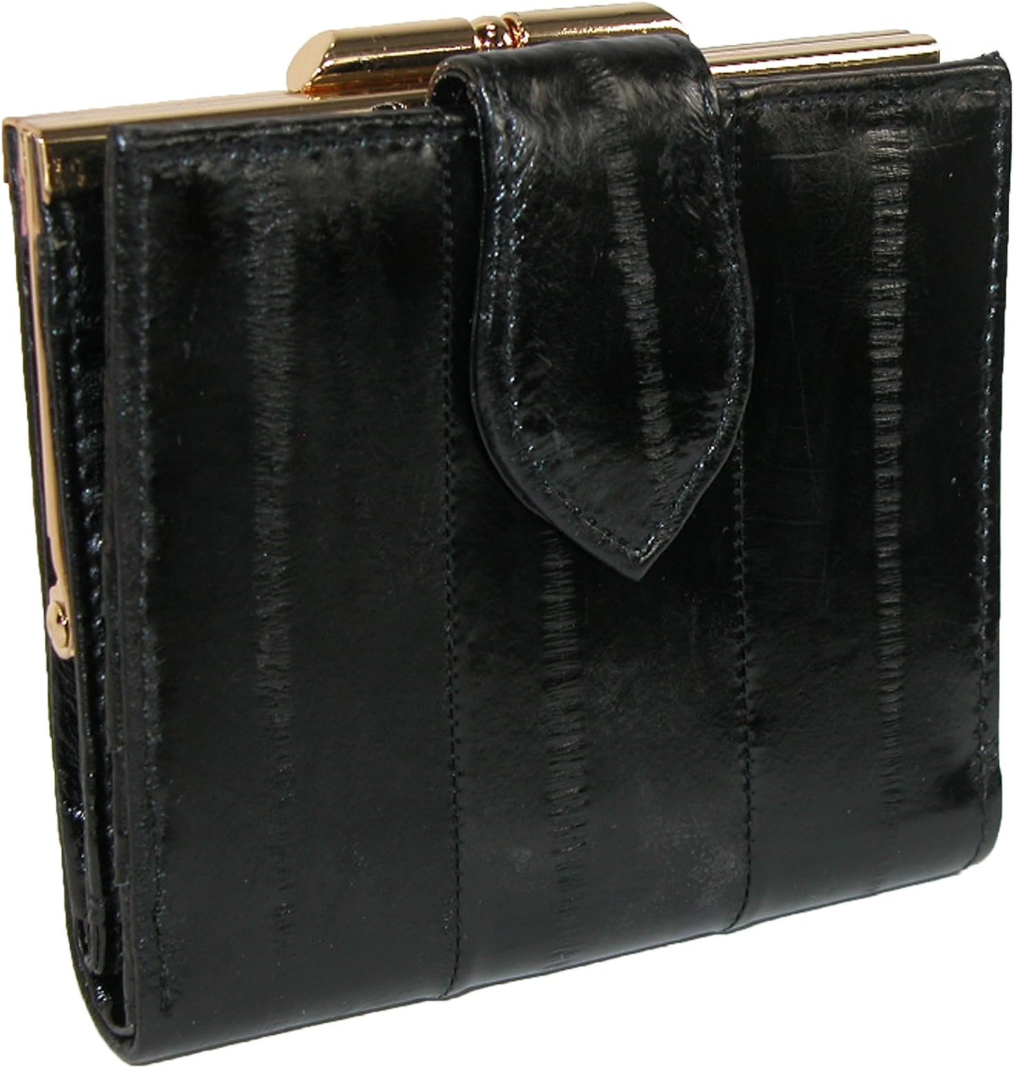 MJ MastersWomen's Eel Skin Small Credit Card Wallet, Black