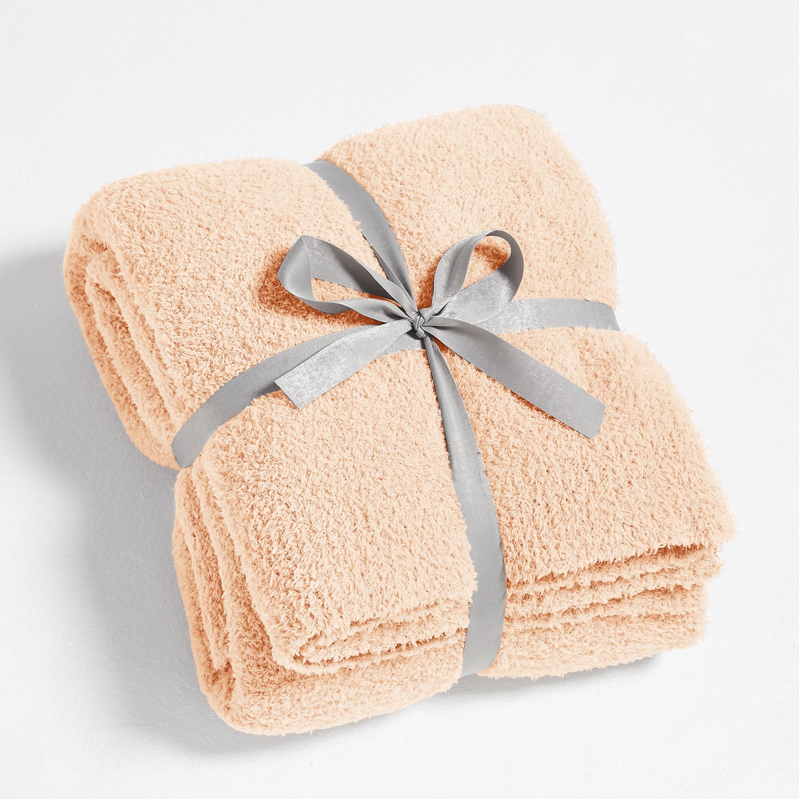 Photo 1 of CYMULA Knit Throw Blanket for Peach Pink - Super Soft Lightweight Plush Fuzzy Fluffy Cozy Blankets and Throws for Sofa Bed, 60 x 80 inches