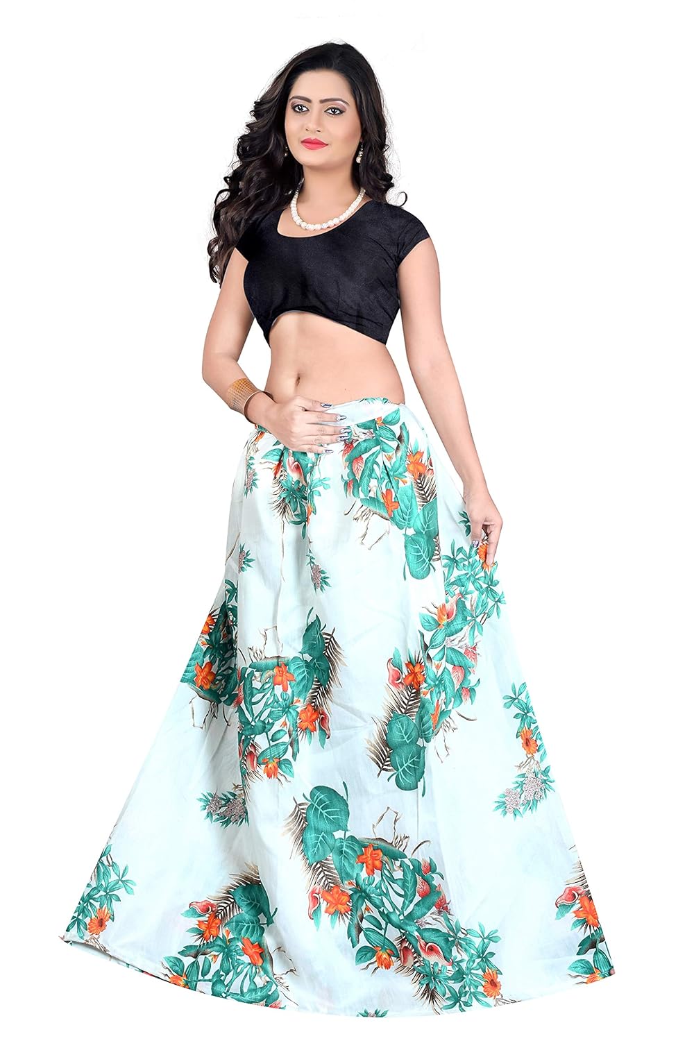 florence women's banglori silk lehenga choli (multicolour, free size)
