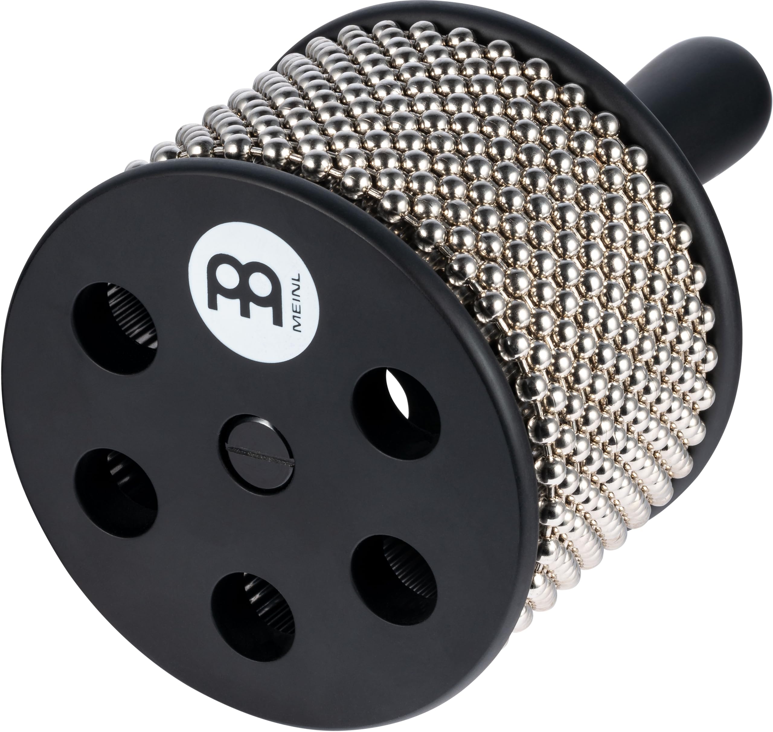 Meinl Percussion Turbo Cabasa Instrument - Large Shaker Instrument with Bead Chain - With Sound Ports - Wood / Stainless Steel, Black (CA5BK-L)