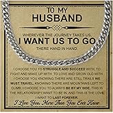 Mapileng Cuban Link Chain Necklace For Husband, Love You This Much To My Husband Classic Steel Jewelry Gift Birthday Christmas Anniversary Jewelry Gifts for Dad Brother Boyfriend Son