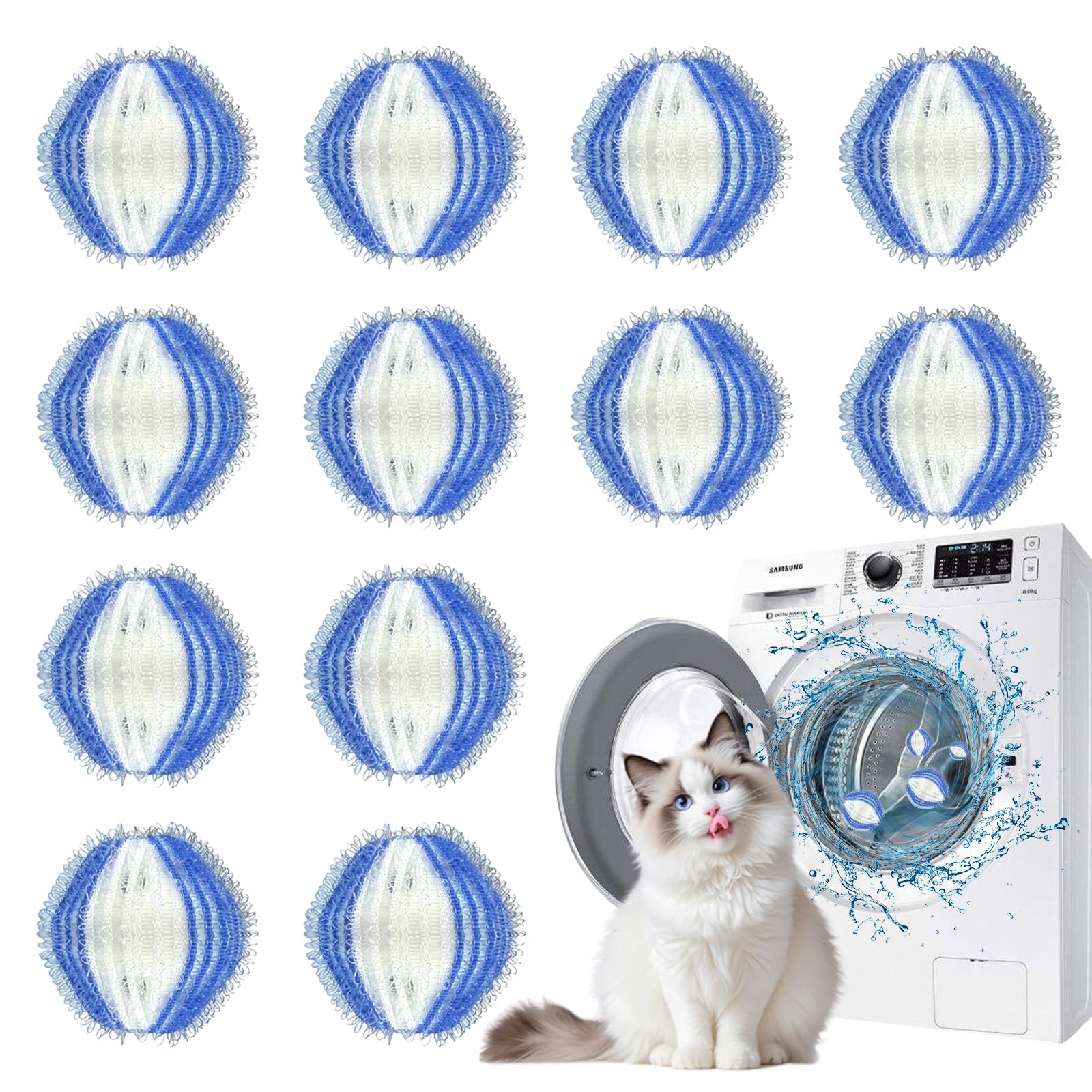 Photo 1 of 12pcs Washing Machine Pet Hair Catchers, Reusable Laundry Pet Hair Catchers for Removing Animal Hair from Clothes and Sheets Without Damaging Them.