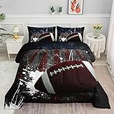 Datura home American Football Comforter Bedding Set for Boys Kids Teens,3D Print Rugby Ball Sports Theme with 1 Comforter and 2 Pillowcases(American Football Queen)