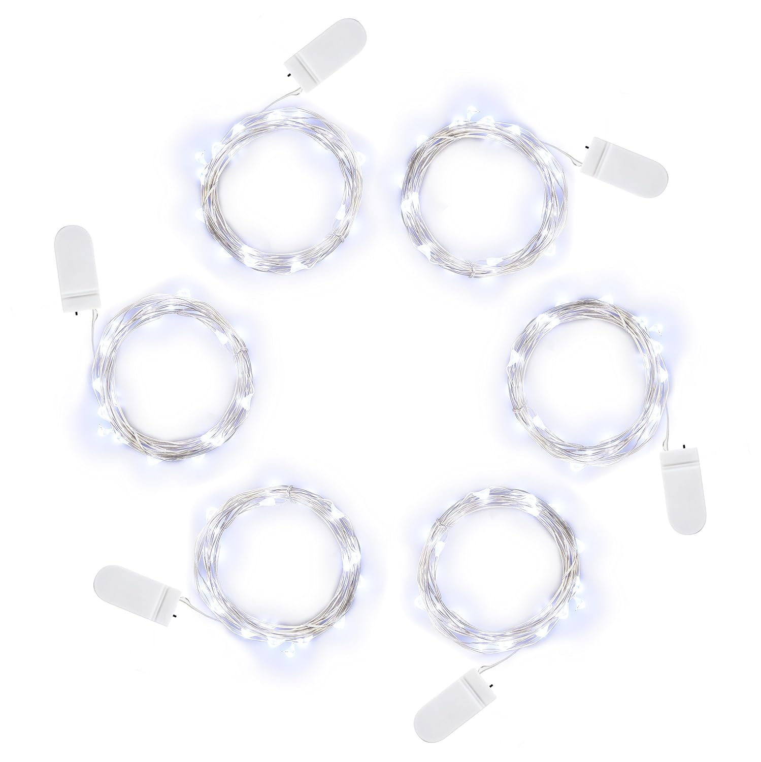 illumiForce LED Starry String Lights, Battery Operated Fairy Lights, 6.5ft 20LEDs, Decorations for Bedroom Patio Garden Birthday Party Wedding Christmas DIY Crafing Home Decor, Pure White 6 Sets