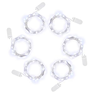 illumiForce LED Starry String Lights, Battery Operated Fairy Lights, 6.5ft 20LEDs, Decorations for Bedroom Patio Garden Birthday Party Wedding Christmas DIY Crafing Home Decor, Pure White 6 Sets