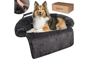 Ladadee Dog Couch Calming Bed Protector Cover Waterproof, Pet Couch Sofa Cover for Dogs, Dogs Landing Sofa Bed Protector Cover, with Neck Bolster, Fluffy Plush Dog Bed Mat for Dogs and Cats