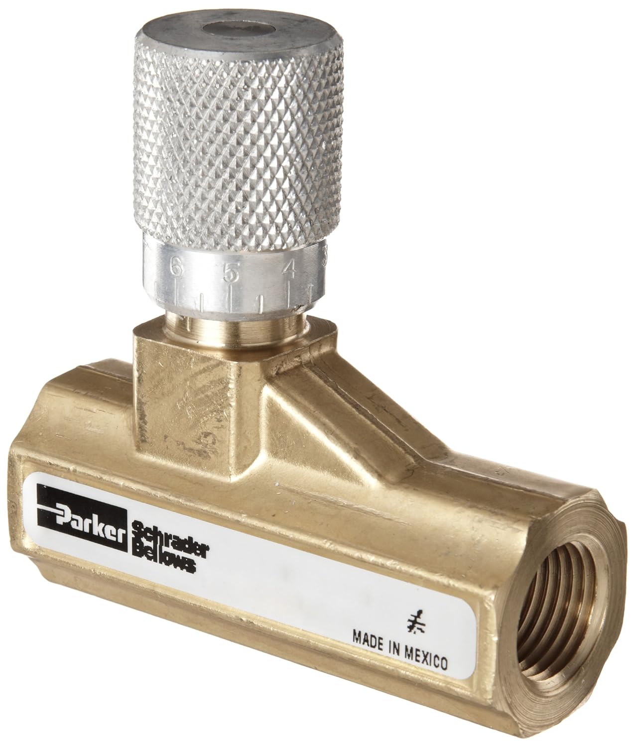 Parker 003381103 338 Series Brass Needle Valve, 1/2" NPTF, 250 psi
