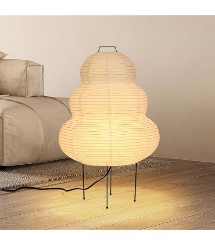 Fivemengo Japanese Paper Floor Lamp, Cozy Rice Paper Lantern
