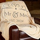 Soft Sentiments Outrageously Soft Reversible Velvet Ultra Plush Throw - 50 x 60 Inch - Mr & Mrs (Tan)