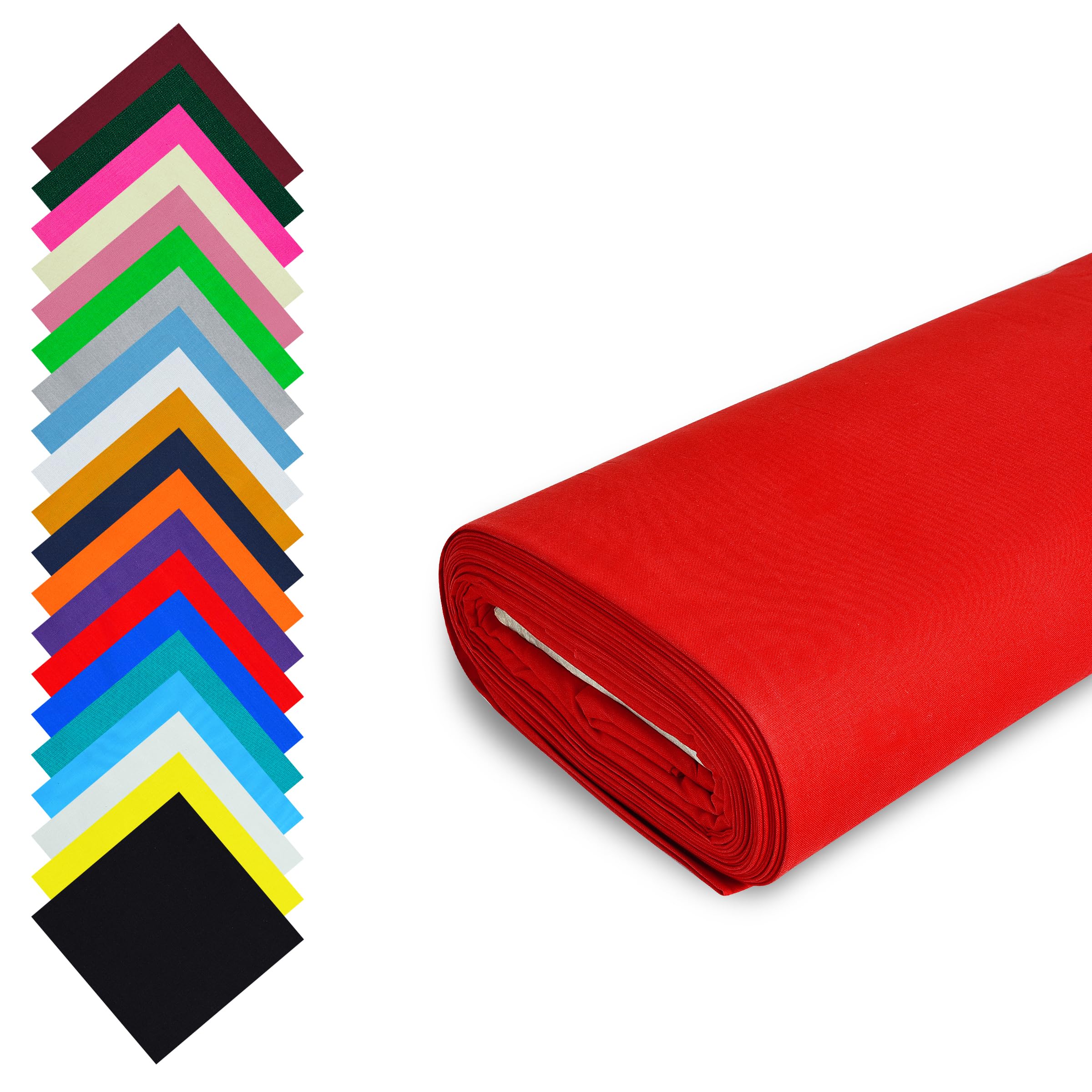 Fashion Track Red Fabric Cotton by The Metre UK - 58 Inches / 147.5 cm Wide - 100% Cotton Fabric Plain - 60 Square - Available in 20 Colours and 5 Sizes (2 Metre, Red) — image 1