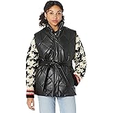 [BLANKNYC] Womens Vegan Leather Quilted Vest With Self Belt