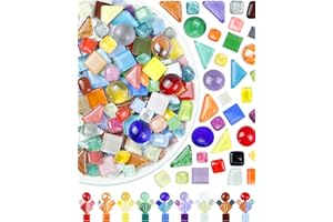 FIVEIZERO 420g Mosaic Tiles for Crafts - 280Pcs Glass Mosaic Kits, Mixed Shapes Mosaic Glass Pieces for Art, Irregular Tiny Mosaic Tile for DIY Projects, Home Decoration(Mix)