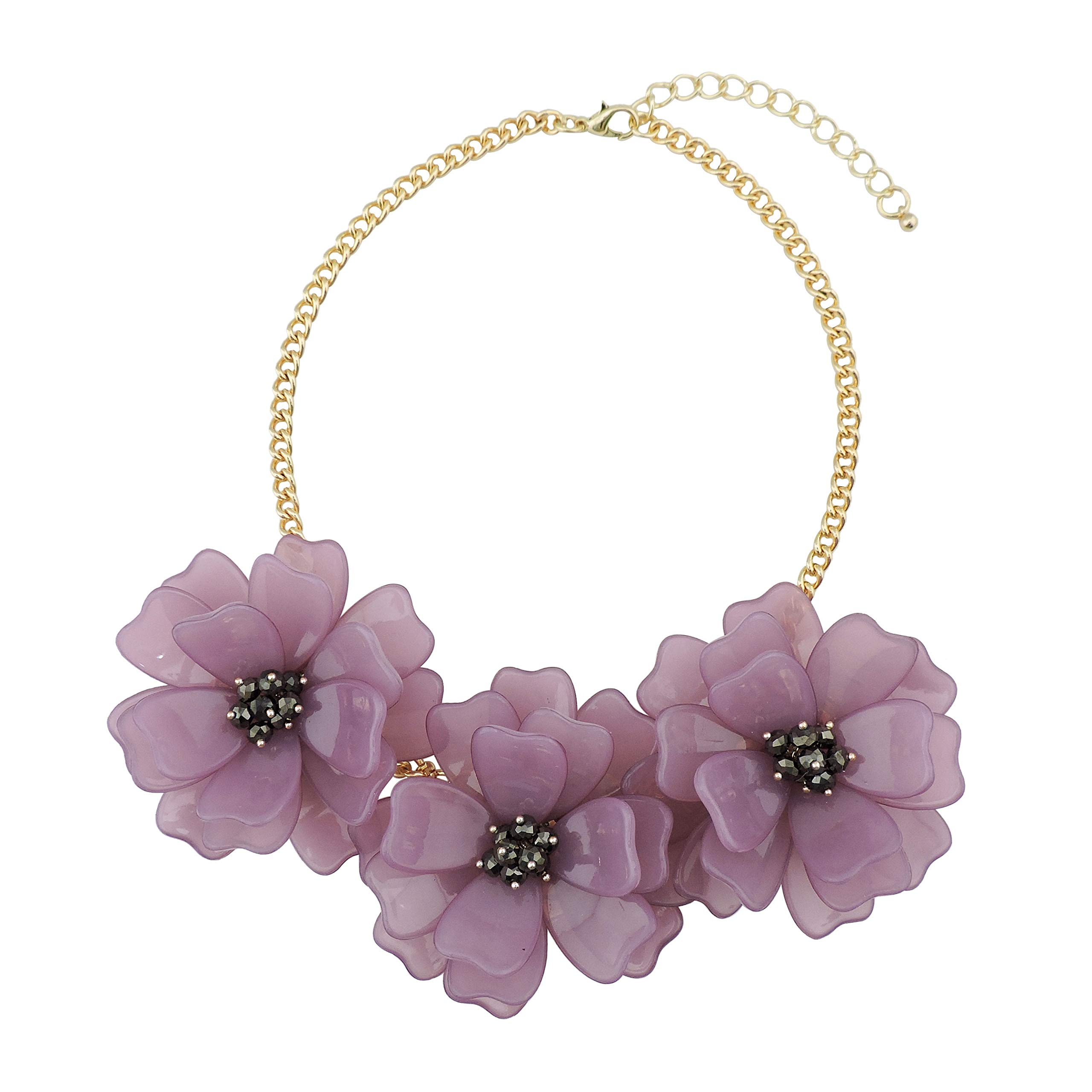 BOCAR Statement Flower Necklace Handmade Bib Collar Jewelry for Women (NK-10454-Light Purple) — image 1