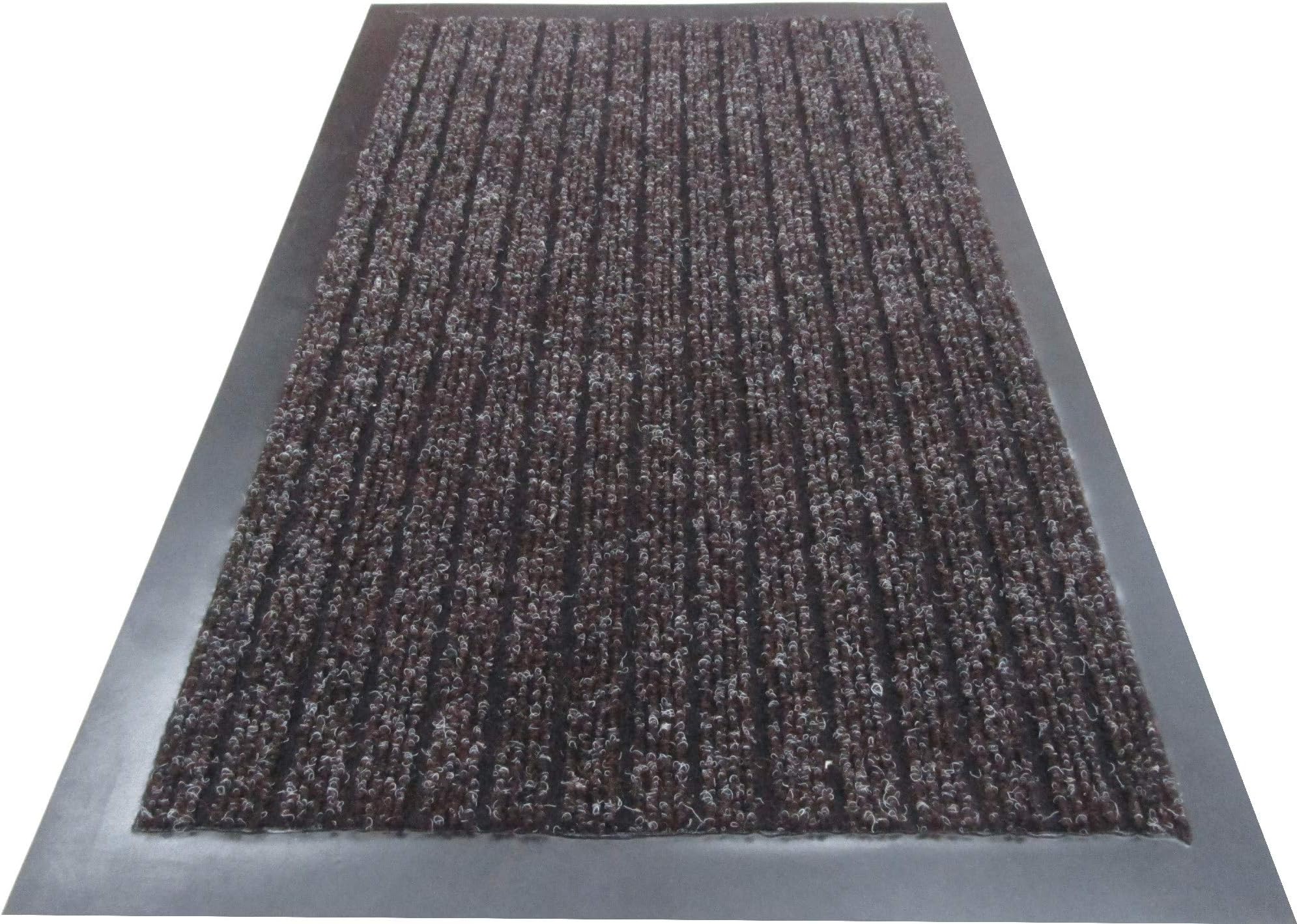 High Quality Deluxe Extra Large Runner Mat (66 X 185 cm) Brown Ribbed Doormats. Machine Washable Entrance Door Mat suitable Kitchen doormats, entrance mats, washable mats, office mats, dirt trapper mats, dust mats, Dust control doormats, barrier mats, floor mats, dust control floor mats. These rubber edge anti-slip floor mats are among the best dust trappers mats and can be used at office reception, restaurants, food shops, takeaways, barber shop, post offices and off licence shops.