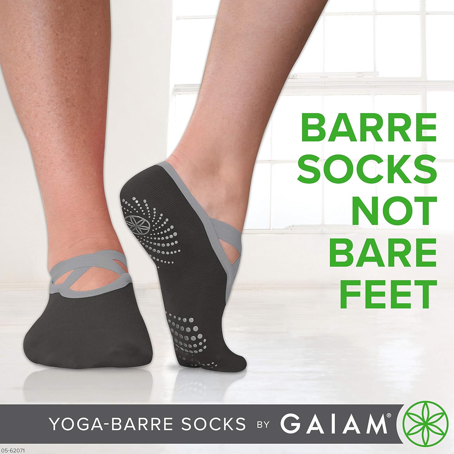 Gaiam Grippy Barre Socks for Extra Grip in Standard or Hot Yoga, Barre, Pilates, Ballet or at Home for Added Balance and Stability, Black/Grey : Clothing