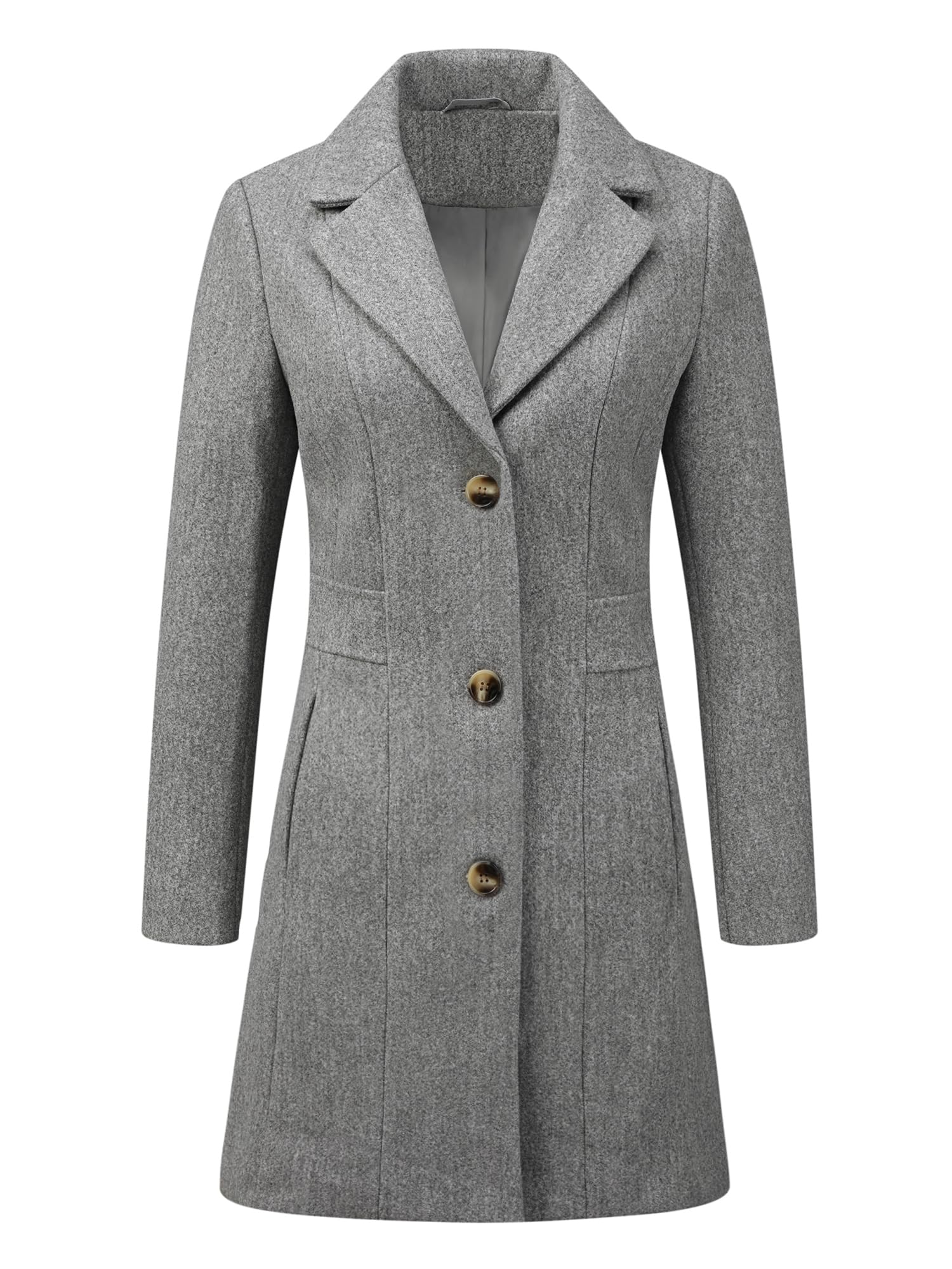 Photo 1 of Allegra K Women's Winter Pea Coat 2026 Fall Single Breasted Long Outerwear Trench Coats Small Light Grey