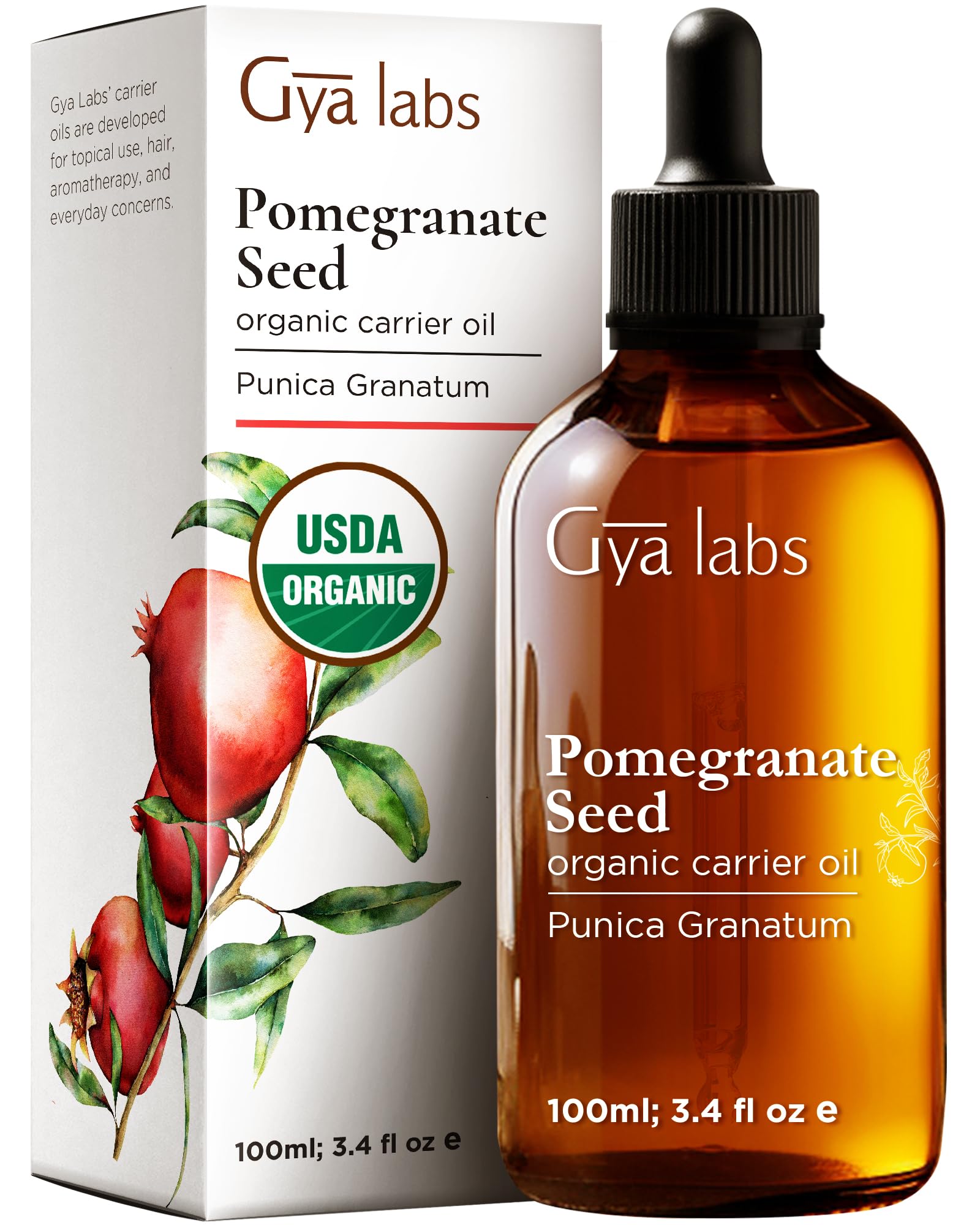 Gya Labs Organic Pomegranate Seed Oil for Skin - Pomegranate Oil for Face - 100% Natural Pomegranate Oil Organic Cold Pressed for Hair Growth, Healing & Restoring (100ml)