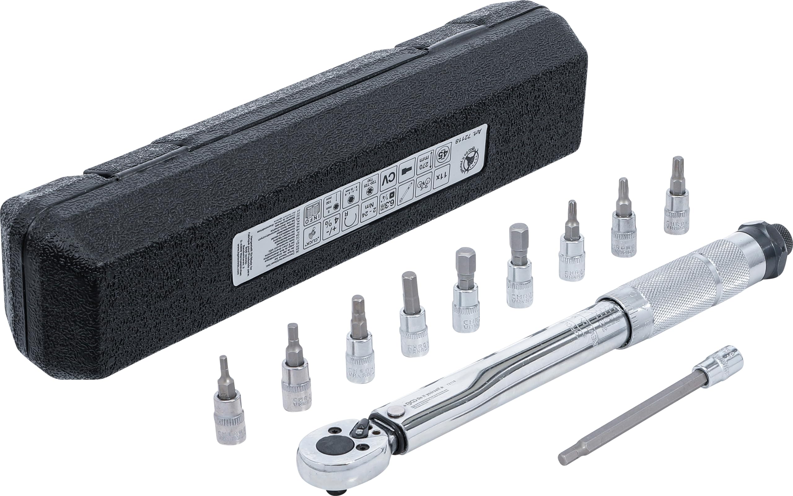 BGS Diy 72118 | Torque Wrench Set | 6.3 mm (1/4") | 2 - 24 Nm | 11 pcs. | Bicycle