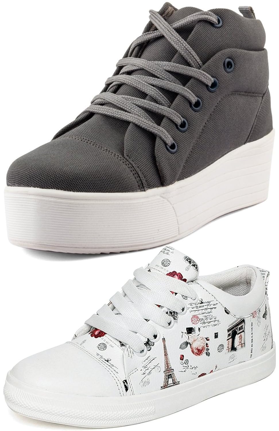 long walk combo pack of 2 premium multi color sneaker shoes for women