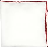 BELLUNO 100% Silk Pocket Square for Men, Silk Ivory White with Hand-Rolled Color Edge
