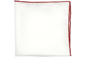 BELLUNO 100% Silk Pocket Square for Men, Silk Ivory White with Hand-Rolled Color Edge