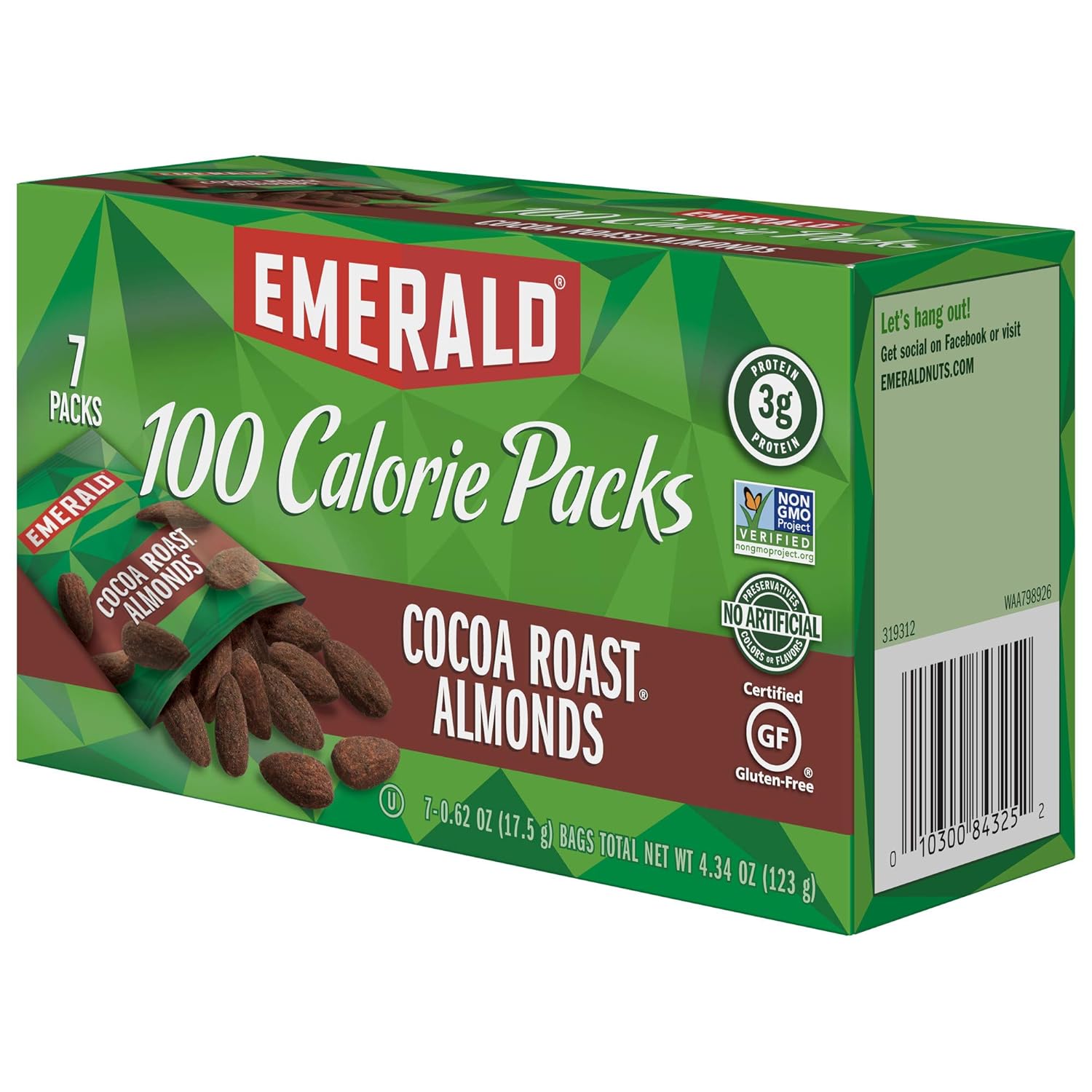 Emerald Cocoa Roast Almonds 100 Calorie Pack Nutrition Blog Dandk