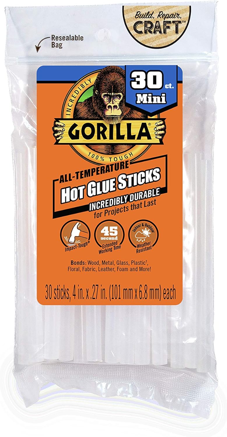 Gorilla Dual Temp Mini Hot Glue Gun Kit with 30 Hot Glue Sticks, (Pack of 1): Home Improvement