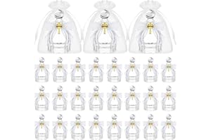 Newtay Holy Water Bottles Catholic Bulk Glass Baptism Favors for Guests Christian Water Container with Cross Organza Bags Bow for Holy Communion Gifts Church Wedding Baptism (White,24 Set)