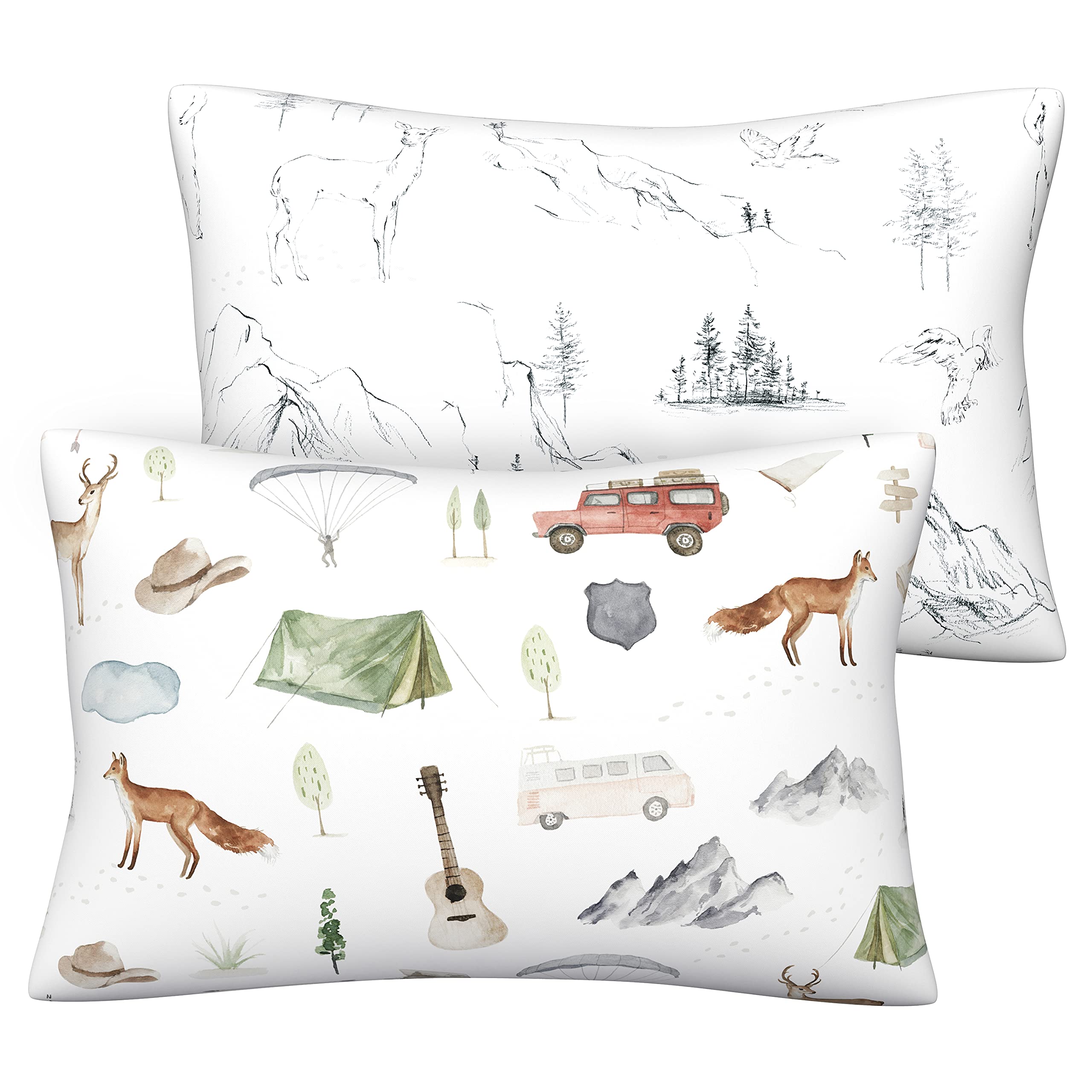Photo 1 of Pobi Baby 13x18 Cotton Pillowcase - 2 Pack Premium Toddler Pillowcase - Ultra Soft Jersey Knit - Crib Pillow, Kids Pillow, Travel Pillow Case Cover (Explore)