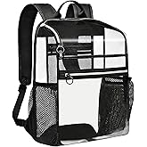GiMiUiTo Clear Backpacks for School,17''Large Clear Backpack See Through Bookbag Heavy Duty Transparent Backpack for Boys Girls College Work,Black