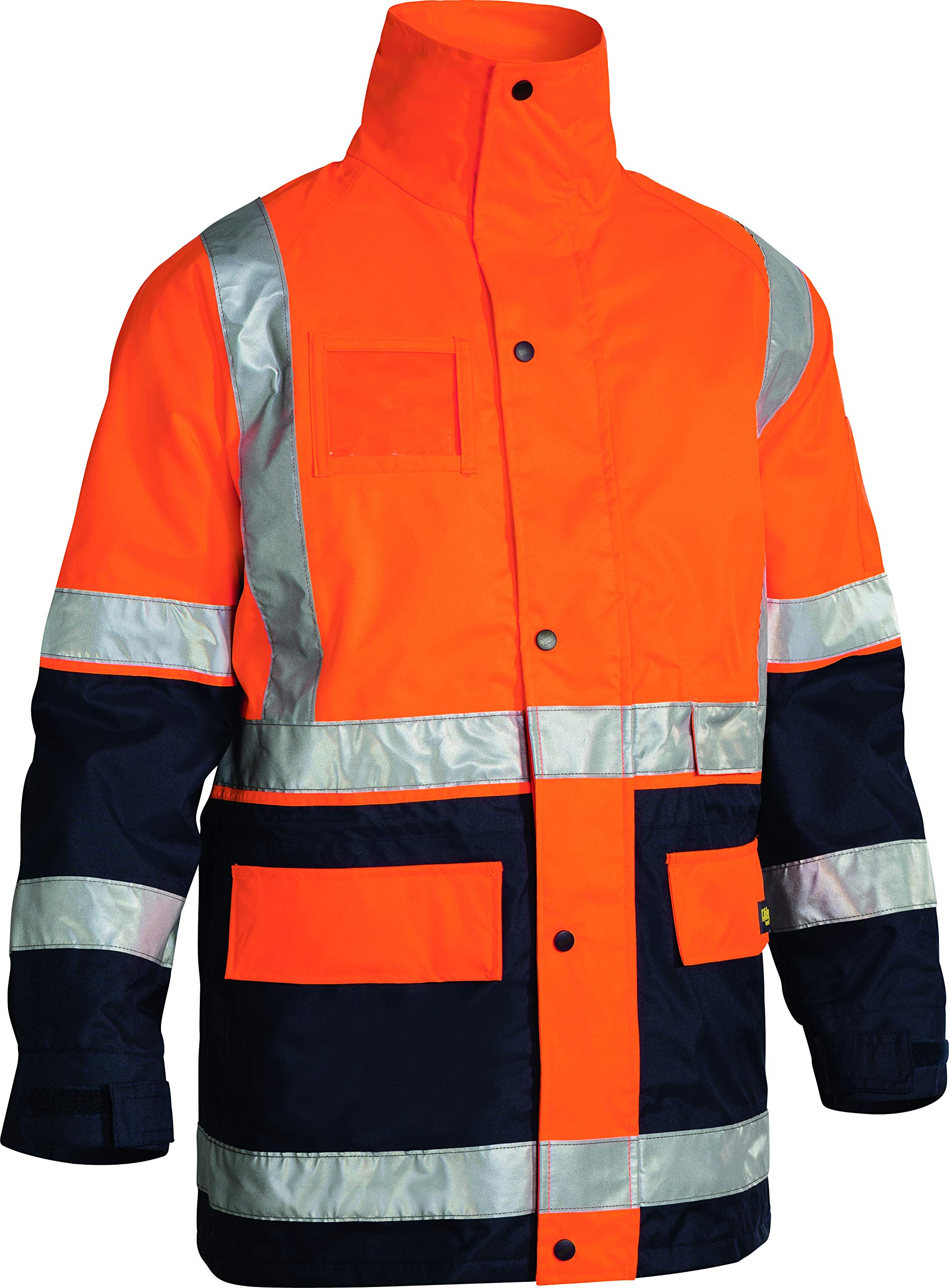 Bisley Workwear UKBK6975_BT05 Rain Jacket Two Tone Hi-Vis Long Sleeve 5-in-1 - Orange/Navy, L