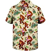 Zando 80s 90s Hawaiian Shirts for Men - Funny Retro Short Sleeve Button Down Outfit Top for Themed Party Disco Summer Beach