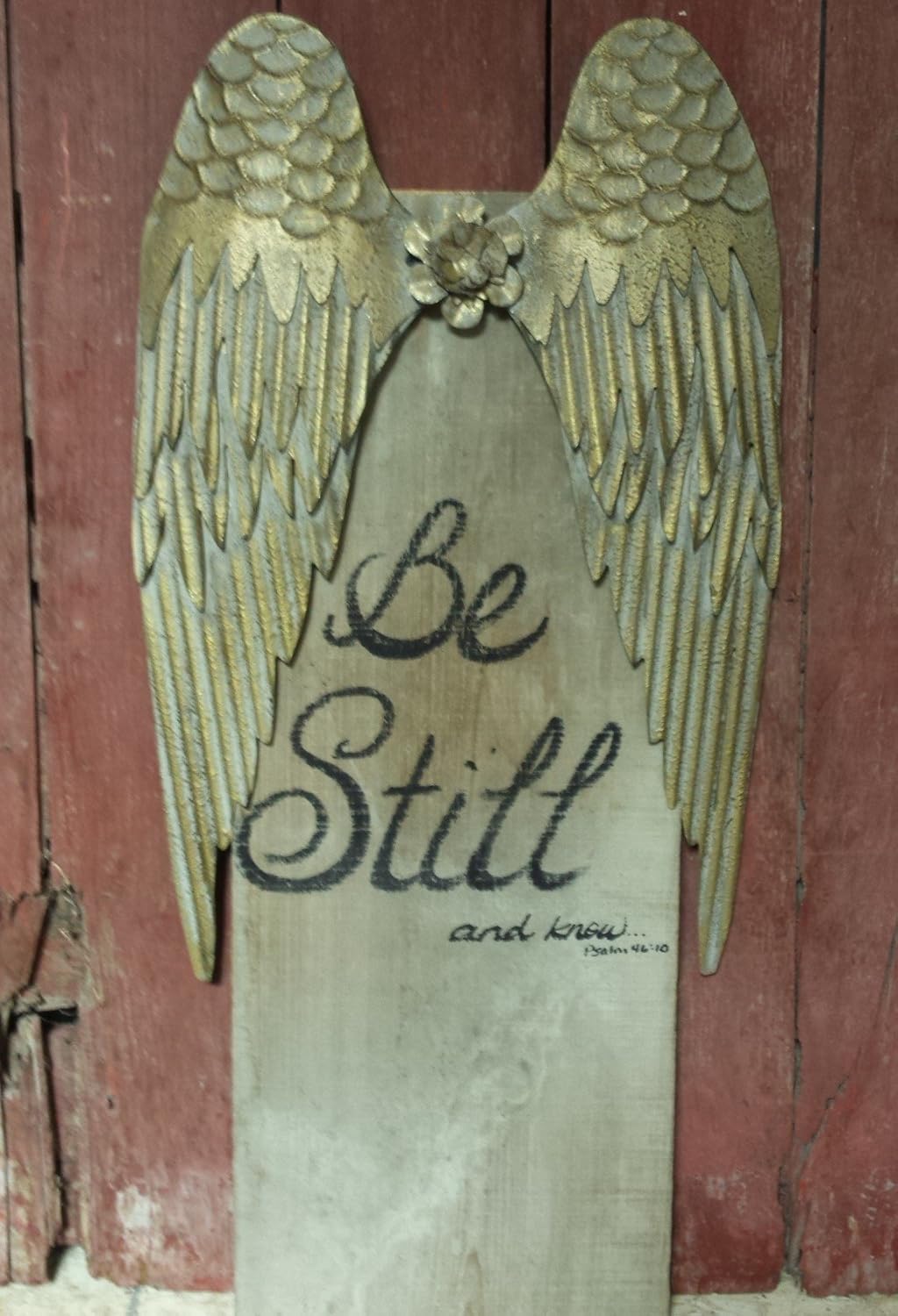 Amazon Com Reclaimed Barn Wood Sign With Tin Angel Wings Handmade