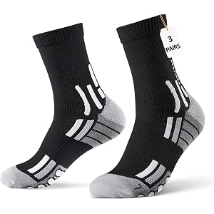 TENYSAF Mens Compression Socks for Running: Arch Support Sport Socks Moisture Wicking Socks for Runners Marathon 3 Pairs
