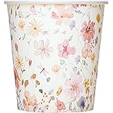 Crisky 5oz Paper Cups Dixie Cup[100 Pack], Disposable Bathroom Cups, Elegant Design Floral Small Mouthwash Cup, Hot/Cold Beverage Coffee, Dessert for Birthday Parties, Home-use, Picnics, Ceremonies