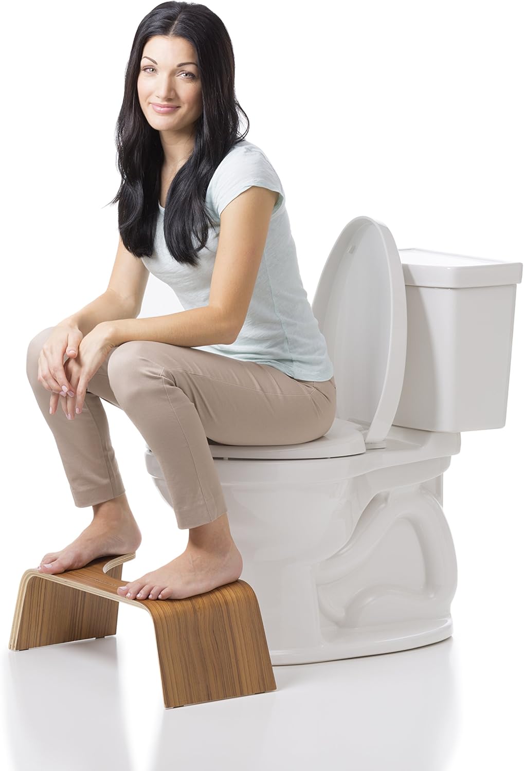 Squatty Potty The Original Bathroom Toilet Stool - Slim Teak Finish, 7 inch Height: Health & Personal Care