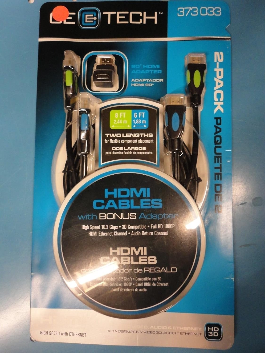 Amazon.com: TopOne CE Tech 373033 HDMI Cable Two Pack with Bonus Adapter 10 2 Gbps: Home Audio & Theater