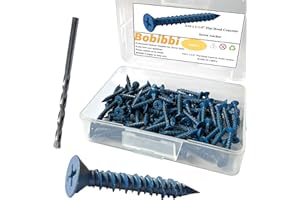 Bobibbi 3/16 x 1-1/4" Flat Head Concrete Screw Anchor, for Anchoring to Masonry, Block or Brick (100Pcs)