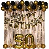 50th Birthday Decorations Men 50th Birthday Balloons 50th Birthday Banner Gold Streamers 50th Birthday Decorations for Men