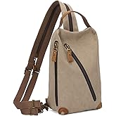 KL928 Canvas Sling Bag Crossbody Bags Small Backpack Pack Travel Purse Convertible Purses for Women Men