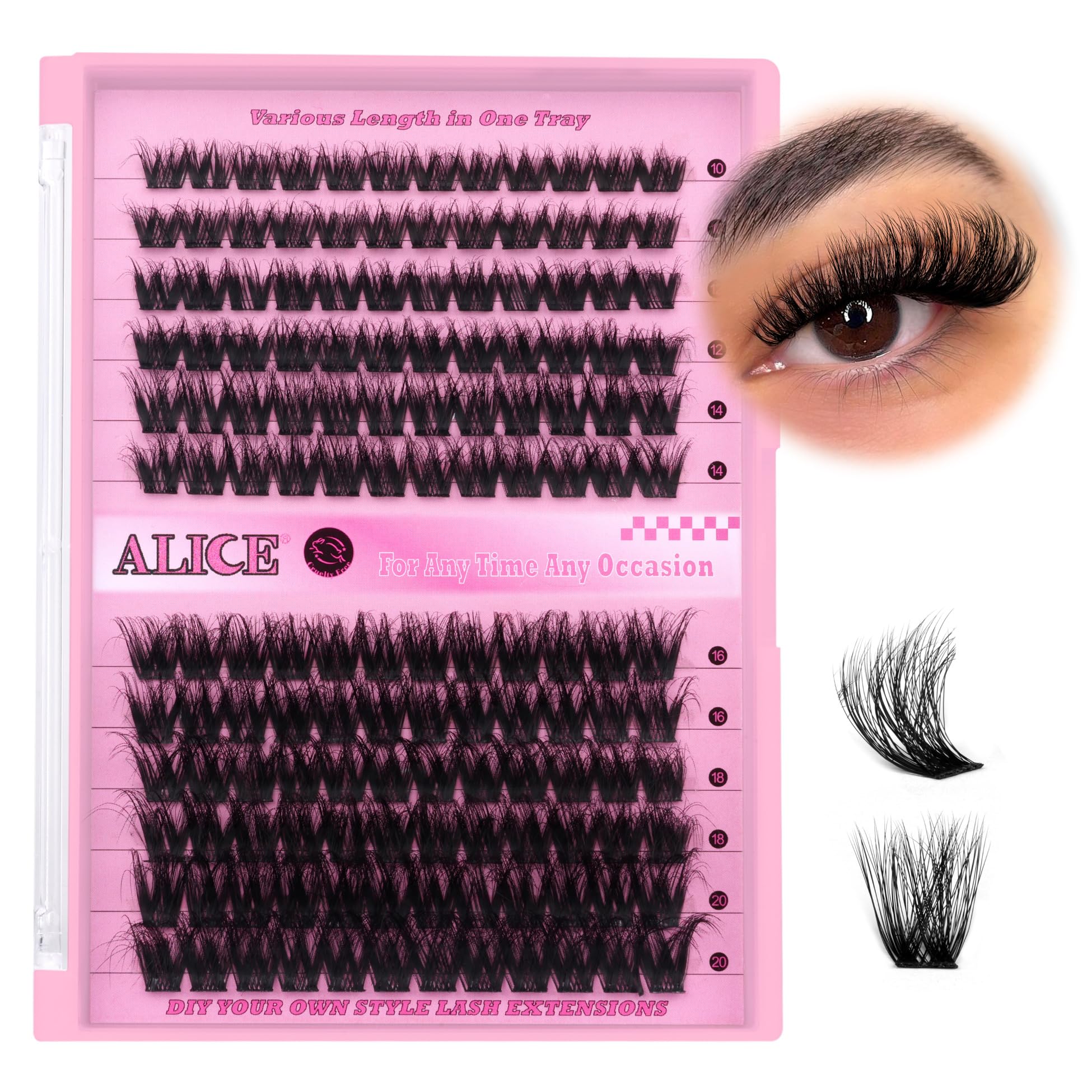 Fluffy Volume Lash Clusters DIY Lash Extensions 10-20MM Cluster Eyelashes 144pcs Wispy Individual Lashes Eyelash Extensions DIY at Home by ALICE — image 1