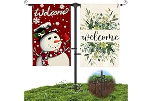 KBLOONG Garden Flag Holder Stand, Extra Thick Weather-Proof Powder-Coated Yard Flag Holder with 4 Prong Base, Heavy Duty 3/4 inch Aluminum Stand for Double Flags, Suitable for 12x18 Outdoor Patio Decor