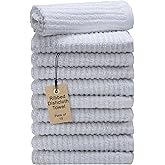 Textila Bar Mop Towels - 12x12 Inches - Pack of 10 - White - Cotton Dish Cloths & Cleaning Towels for Kitchen, Bar, Restaurant, Household Use – Absorbent, Durable, Reusable