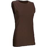 Rosette Women's Sleeveless Undershirt - Cotton - High Neck, Full shoulder design Chocolate Large
