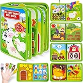 Busy Book for Toddlers 1-3, Montessori Toys for 1 2 Year Old Boy Girl Birthday Gifts, Busy Board Educational Learning Toys for 1+ Year Old, Toddler Airplane Travel Toy Farm Animals Activity Books