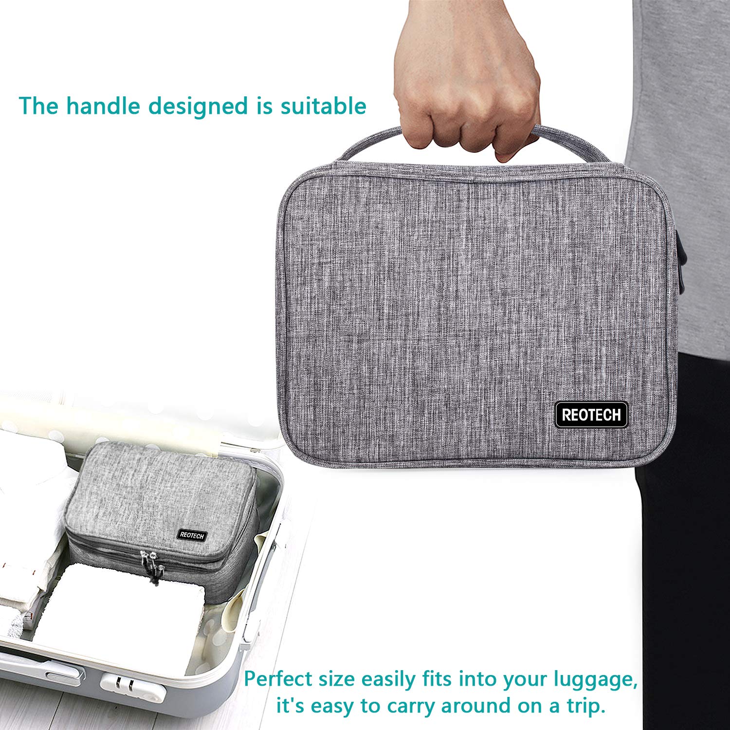 Electronics Organizer Bag,Reotech Electronic Accessory Storage Carrying bag Outdoor Travel Sleeve Mouse Pocket for Small Electronics and Accessories Shockproof