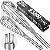 Walfos Whisks Large Whisk Set of 2, Heavy Duty Stainless Steel Wire Whisk Ideal For Beating Eggs, Mixing Batter & Blending Sauces.(13in+17in)